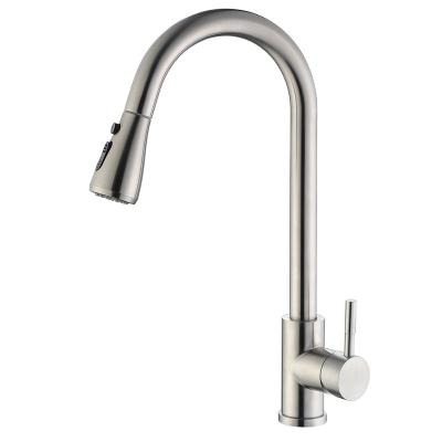 China Modern Style Luxury Single Hole Kitchen Sink Brass Metered Faucets Pull Out For Apartment for sale