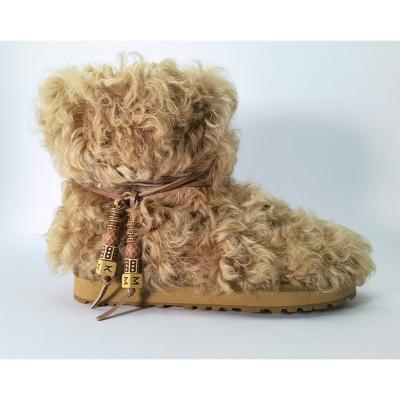 China Fashion Trend Flat Bottom Cotton Comfortable Outdoor Shoes Warm Winter Hairy Shoes Snow Boots For Women for sale