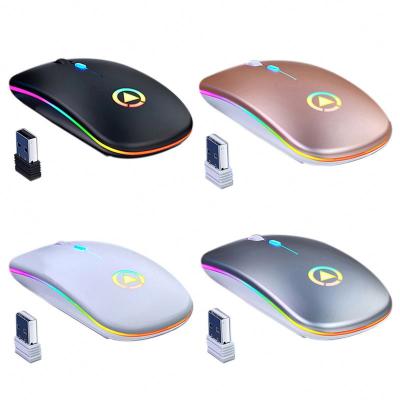 China New Ultra-thin Rechargeable Colorful Finger Mini Wireless Mouse Silent Mute LED Lights Computer Gaming Mouse for sale