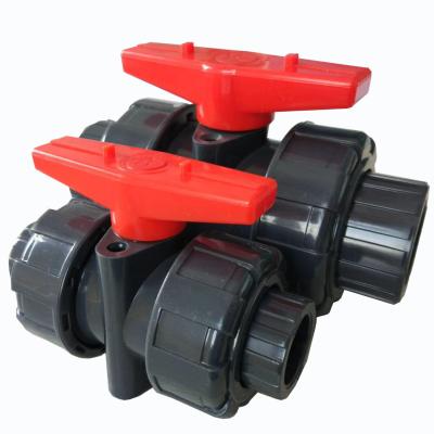 China PVC One Way Industrial Plastic Valve Genuine Industrial PVC Union Ball Valve for sale