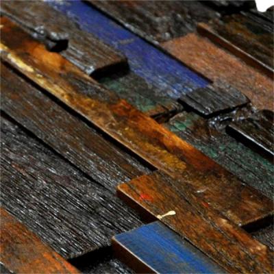 China Mixed Color Wood Mosaic Wall Panels , Old Boat Acoustic Wood Wall Panel for sale