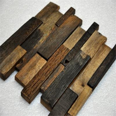 China Old Ship Wood Mosaic Wall Panels , Mixed Color Wood Mosaic Tile For Shop for sale