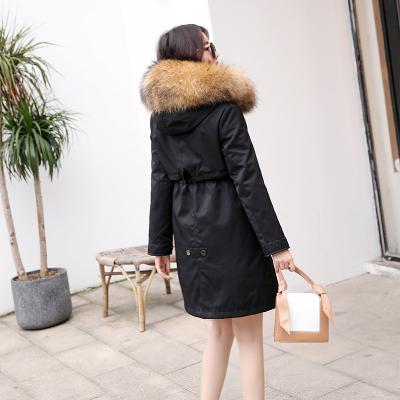 China Fashionable high quality fur parka natural parkas women anti-shrink parka coated big fur plus size for sale