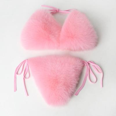 China Breathable Plus Size Sexy New Style Women And Girls Real Smudge Fur Bra for sale