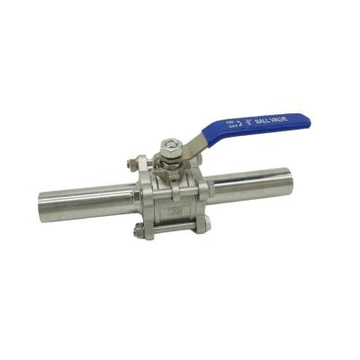 China General SS 304/316 Exquisite Structure Factory Direct Manufacture Extended Three Piece Butt Welded Ball Valve for sale