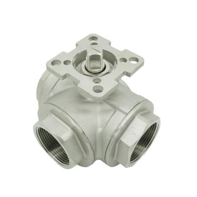 China General Reasonable price and durable three-way screw ball valve Stainless steel threaded ball valve can be equipped with handle for sale