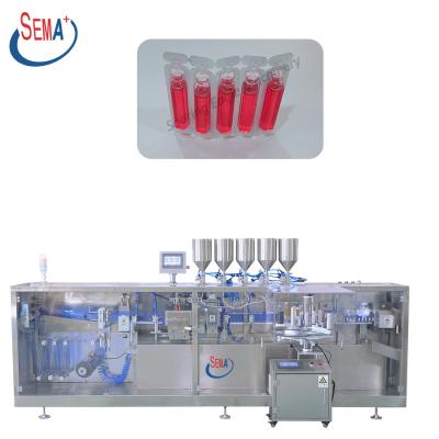 China Different packing volumes will use different CE GMP standard plastic pumps ampoule filling and sealing machine with labeling machine olive oil packing machine for sale