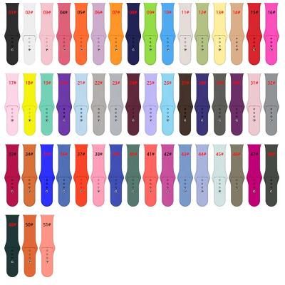 China Non-Specific 63 Colors Silicone Sport Band 38mm 40mm 42mm 44mm IWatch Series 5/4/3/2/1 Watchband For Apple Watch for sale