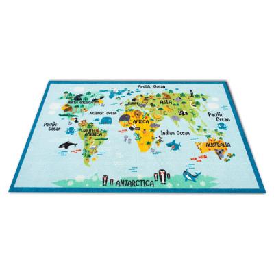 China Hot Sale Washable Modern Stain Resistant Animal Map Printed Living Room Thick Anti-Slip Bath Mats for sale