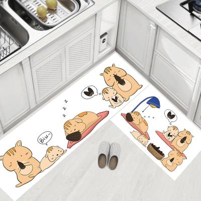 China Wholesale Waterproof Custom Washable Printed PVC Kitchen Cover Indoor Floor Set Kitchen Mats for sale