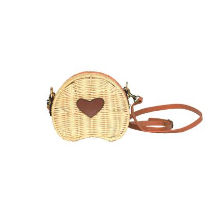 China Women's Modern Straw Rattan Handmade Woven Round Zipper Beach Shoulder Messenger Bag for sale