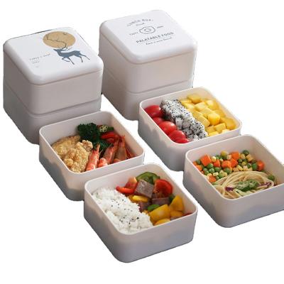 China Food Grade Microwave Double Layer Sustainable Square Plastic Office School Bento Lunch Box for sale