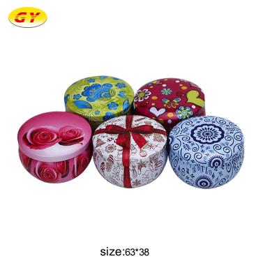 China Wholesale Empty Recyclable Christmas Candy Tin Box Color Round Metal Candle Tin Canister for sale