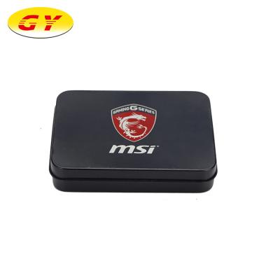 China Recyclable Wholesale Black Custom Logo Rectangle Matte Tin Packing Box for sale