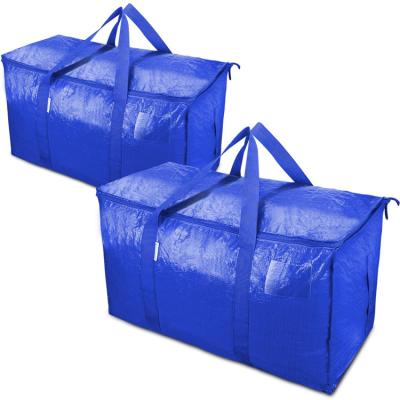 China Large eco-friendly recycled pp woven bag with zippers and carrying handles, heavy duty polypropylene storage bag for space saving for sale