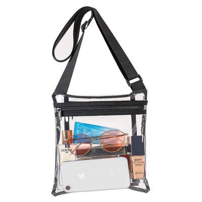 China Eco-friendly Recycled TPU Clear Shoulder Bag Stage Approved Clear Concert Purse Transparent Cross - Body Bag With Inner Pocket for sale