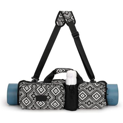 China Canvas Yoga Mat Carry Bag With Pockets Foldable Multifunctional Waterproof Yoga Mat And Blocks Roll Pack Shoulder Bag Yoga Carry Bag for sale