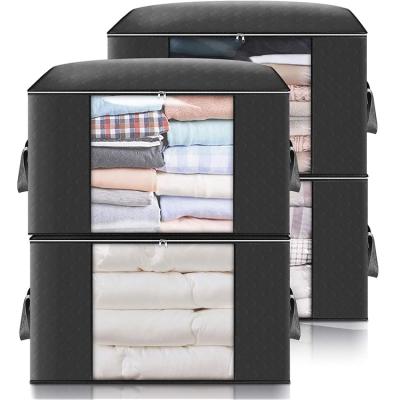 China Large Capacity Sustainable Clothes Storage Bag Organizer With Zippers Reinforced Foldable Handles Quilt Storage Bag Closet Storage Boxes for sale