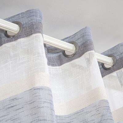 China Polyester Flame Retardant Luxury Korean Stripe Style Sheer Curtains For Living Room Window for sale