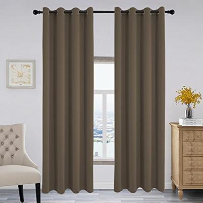 China Blackout Autumn Winter Thermal Insulated Solid Grommet Blackout Curtains For Living Room for sale