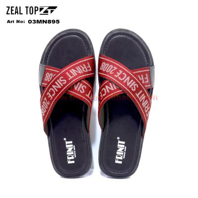 China CUSHIONING Platform Mens Fashion Casual Comfort Slide Sandals X Strap Textile Superior High Quality PU Leather Outdoor Slippers for sale