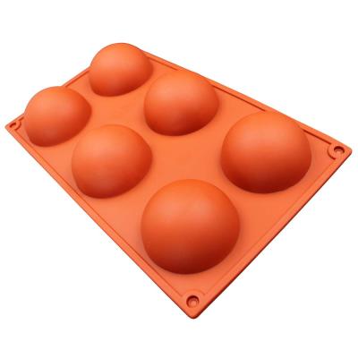 China Handmade Mini Half Sphere Food Grade 6 Cavity Chocolate Candy Ice Cube Viable Silicone Cake Tray Mold for sale