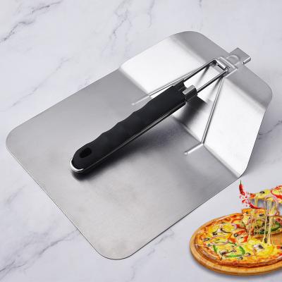 China Disposable Stainless Steel Pizza Baking Shovel With Easy Folding Handle Storage Pizza Skin For Pizza Bread Cake for sale