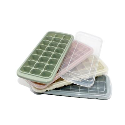 China Viable Silicone Ice Cube Trays With Lid Easy Release Ice Cube Mold Containers Silicone Ice Cube Maker for sale