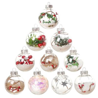 China Beautiful Clear Plastic Acrylic Christmas Ball Fillable Ornament 60mm Set Clear PET Decoration Christmas Ball Fillable Wedding Party Decor for sale