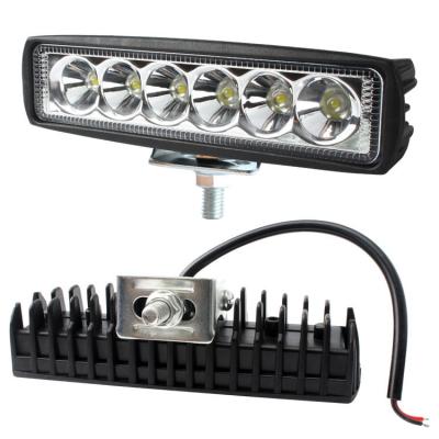 China Universal car accessories 18W offroad working led bar lightcross-country led work lamp 6leds for truck softer light car led work light for sale