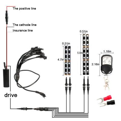 China Automotive Industry RGB 4in1Remote Atmosphere Light Car Interior Motorcycle Lamp Decoration Interior Decorative30led Strip Light With Remote Control for sale