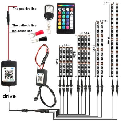 China Automotive industry app car motorcycle RGB 12in1 120led led lamp light multiple vehicle atmosphere interior decoration ambient light lights for sale