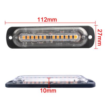 China PC 12LED Emergency Strobe Lights Driving Flashing Light Bar Truck Van Off Road Vehicle ATV SUV Outdoor Warning Mount Led Strobe for sale