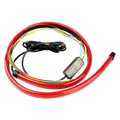 China Universal hot sale red color high flow position flexible tail led strip tail brake stop light with drl running strip for sale