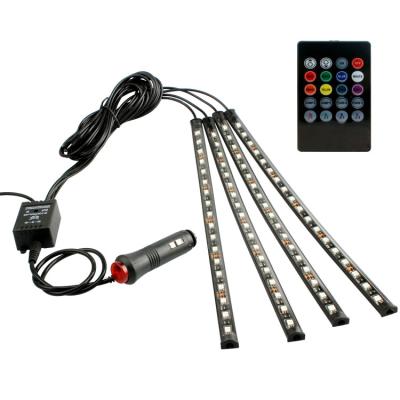 China Automotive RGB Control 4x18LED 12V Car Styling Interior Dash Floor Foot Light Led Ambient LED Strip Light Atmosphere Lights For Car for sale