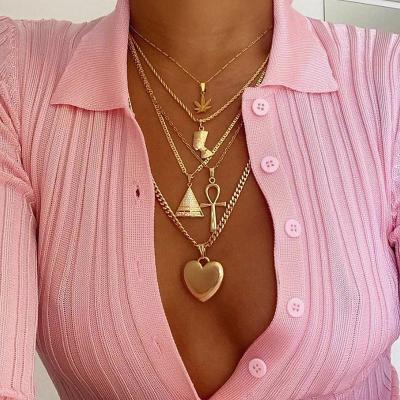 China 2022Fashion CLASSIC Vintage Layered Ladies Necklace Fashion Jewelry Pendant Necklace for sale