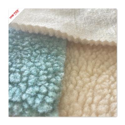 China Stretch Recycled Lambs Wool Fabric Polyester Spandex Lambs Wool Fabric Stretch Keep Warm Sustainable For Garment for sale