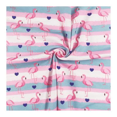 China Tear-Resistant NO MOQ Custom Flamingo Digital Printing 100% Polyester French Terry Fabric For Sweatpants for sale