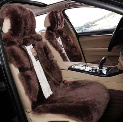 China Luxury And Warm Full Set Luxury Sheepskin Fur Car Front And Rear Car Seat Cushion Covers for sale