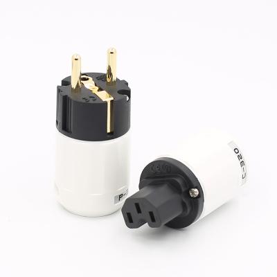 China Audiocrast Residential/All-Purpose High End 24K Gold Plated European Schuko Power Plug Socket Adapter Schuko Type For Germany, France, Europe, Russia for sale