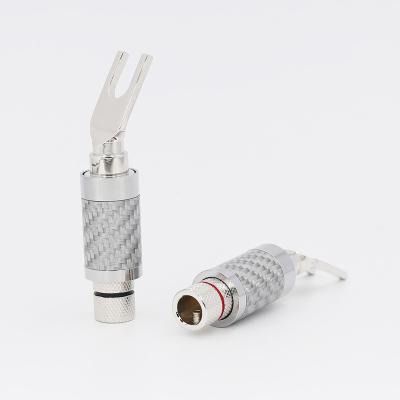 China Audio& White Vedio Carbon Fiber Rhodium-Plated Y Spade Plug Spade Terminal Connectors Spade Audio Spade Fork for sale