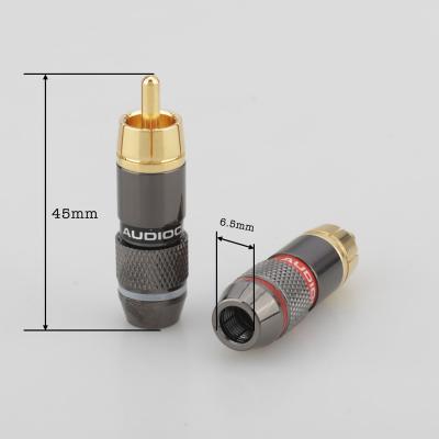 China audio & Audiocrast R010 RCA Jack Video HiFi Gold Plated 6mm Dual Lotus Wire Connectors Male Self-locking Audio Adapter for sale