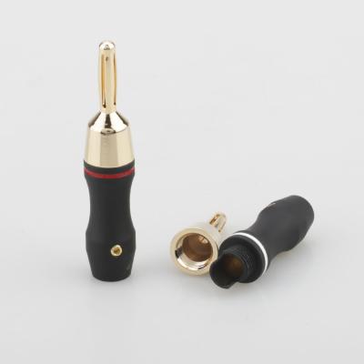 China Brass with paiting BL002 4mm Banana Plug Speaker Right Angle Gold Plated Video Adapter Connector Banana Plug Audio Connector for sale