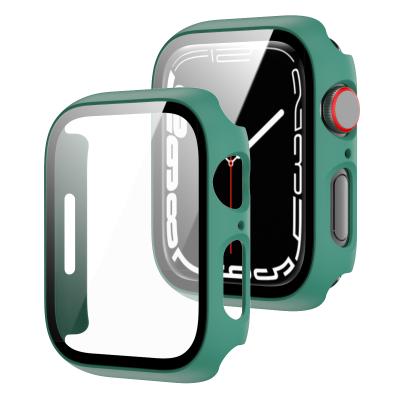 China Fanshion Sports Hard PC Case with Tempered Glass Screen Protector View Bumper Cover for iWatch Series 7 Smartwatch for Apple Watch 41mm 45mm for sale