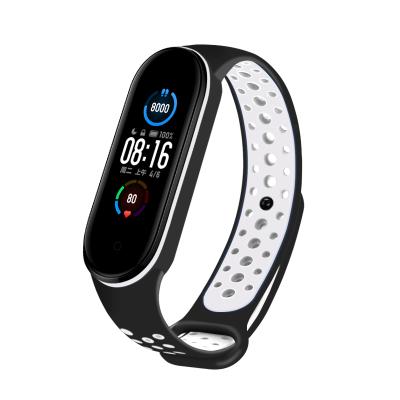 China Water Resistant Two Color Soft Silicone Replacement Strap For Xiaomi MI Band 5 /Mi Band 6 Straps for sale