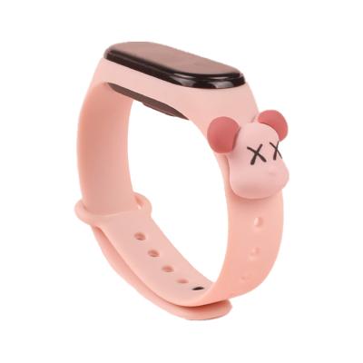 China Cute Cartoon Silicone Strap Wristbands Accessories For MI Band 5 Strap 4 for sale