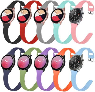 China Thin Light Weight 20MM Silicone Strap For Samsung Galaxy Watch Active Watch Silicone Band for sale