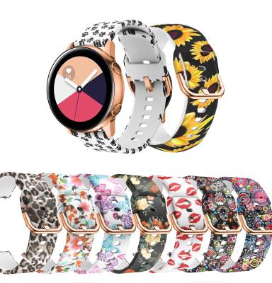 China 20mm Lightweight Flexible Flexible Silicone Fashion Printing Comfortable Replacement Bands Straps Compatible For Samsung Galaxy Watch Active 2 for sale