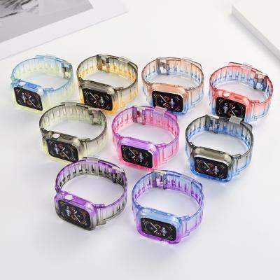 China Transparent Fanshion TPU Strap For Apple Watch Band 38/40mm 42/44mm Gradient Colors Strap For iWatch Series 6 5 4 3 2 for sale