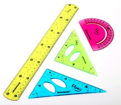 China Streight Ruler PVC Material Flexible Geometric Ruler Set With Combination Color for sale